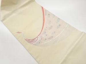 銀駒刺繍孔雀模様名古屋帯
